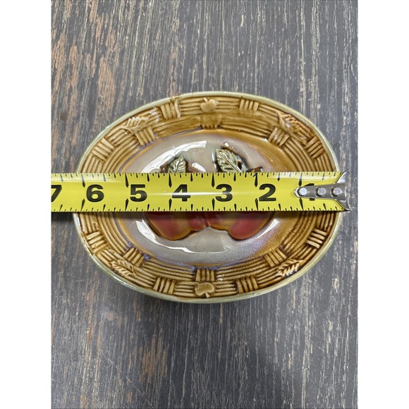 Apple Ceramic Fruit Trinket or Soap Dish Fall Colors 6.5"x5" - Picture 3 of 4